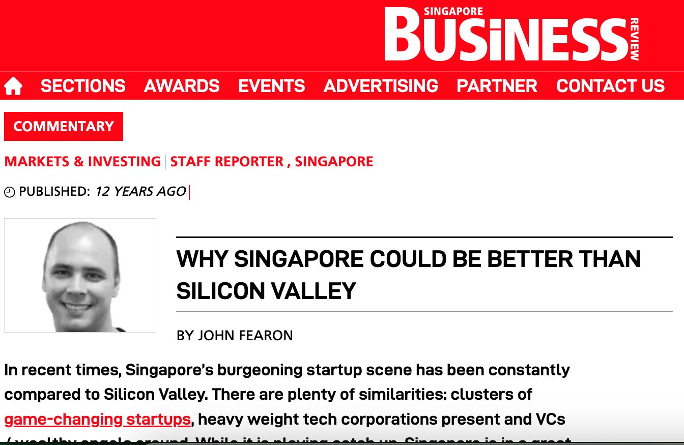 Singapore Business Review commentary by John Fearon, founder of Dropmysite: Why Singapore could be better than Silicon Valley