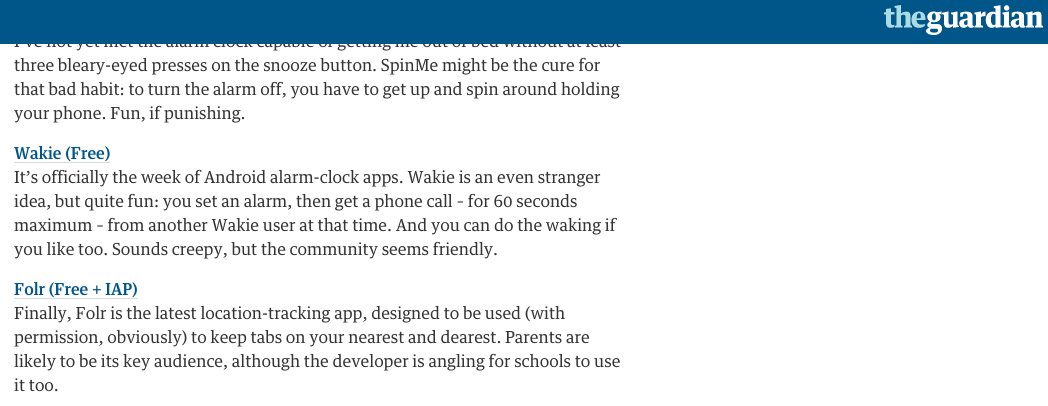 The Guardian app roundup featuring Folr, a location-tracking app for keeping tabs on family